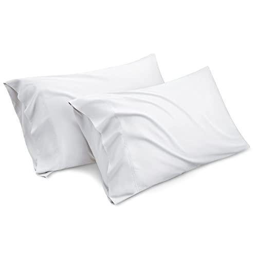 Bedsure White Pillow Cases Queen Size Set of 2, Rayon Derived from Bamboo Cooling Pillowcase, Silky Soft & Breathable Pillow Cover with Envelope Closure for Kids, Gifts for Men or Women, 20x30 Inches - SHOP NO2CO2