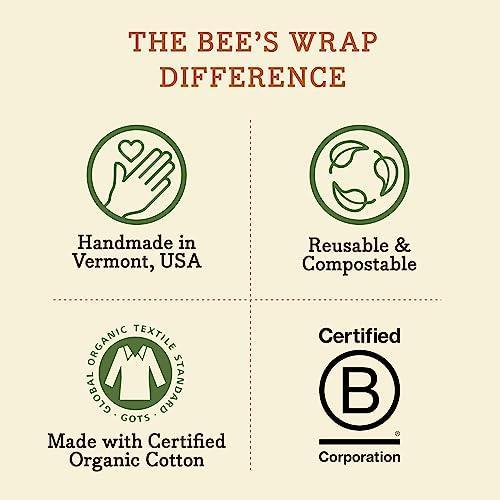 Bee's Wrap - Lunch Pack - Made in the US - Beeswax Food Wrap - Bees and Bears Print - 3 Pieces (Sandwich Wrap, 2 Medium Food Wraps) - SHOP NO2CO2