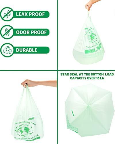 BEIDOU-PAC 100% Compostable Trash Bags, 3 Gallon Compost Bags Small Kitchen Trash Bags with Handle, 100 Count Sturdy Biodegradable Garbage Bags Food Scrap Waste Bags, ASTM D6400, US BPI Certified - SHOP NO2CO2