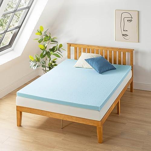 Best Price Mattress 2.5 Inch Ventilated Memory Foam Mattress Topper, Cooling Gel Infusion, CertiPUR-US Certified, King Blue - SHOP NO2CO2