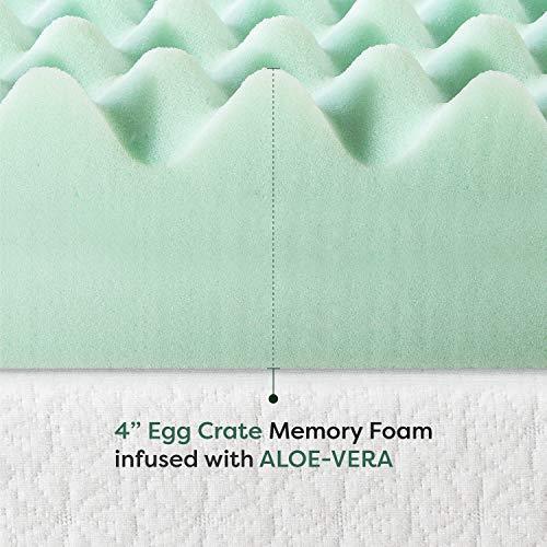 Best Price Mattress 4 Inch Egg Crate Memory Foam Mattress Topper with Calming Aloe Infusion, CertiPUR-US Certified, Full, Green - SHOP NO2CO2