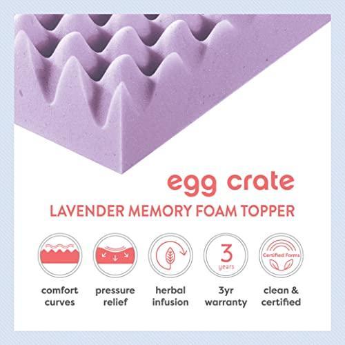 Best Price Mattress 4 Inch Egg Crate Memory Foam Mattress Topper with Soothing Lavender Infusion, CertiPUR-US Certified, Twin XL - SHOP NO2CO2