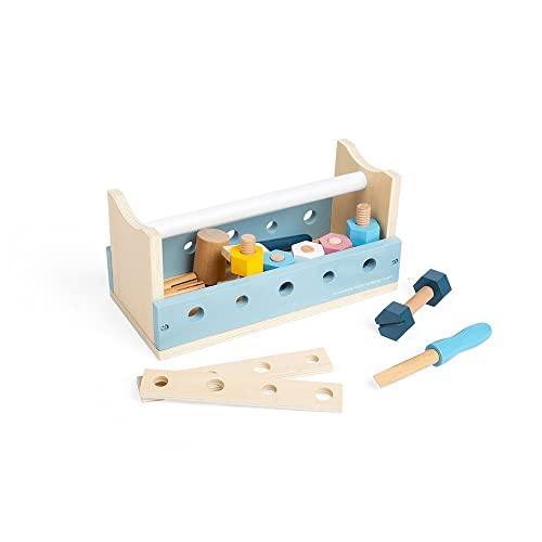 Bigjigs Toys FSC Certified Activity Workbench - Eco-Friendly Toddler Workbench & Kids Tool Bench with Wooden Tools for 12+ Months, Quality Role Play Construction Toys - SHOP NO2CO2