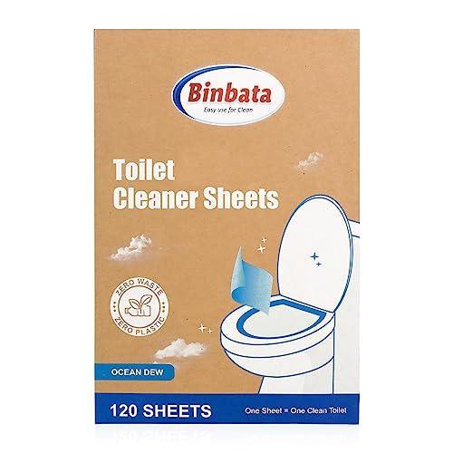 Binbata Eco Friendly Toilet Cleaners 120 Strips Quick Foaming Toilet Cleaner Sheets, Efficiently Remove Stains with Ocean Dew Scent, Safe Neutral Toilet Cleaning Strips, Plastic Free Biodegradable - SHOP NO2CO2