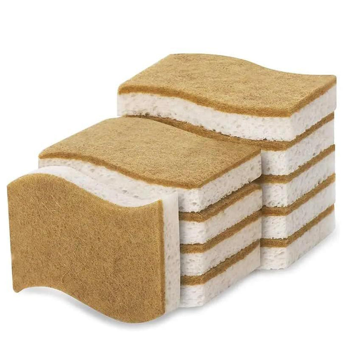 Biodegradable Natural Kitchen Sponge- Compostable Eco Friendly Scrubber Sponge for Dishes Pack of 12 - SHOP NO2CO2