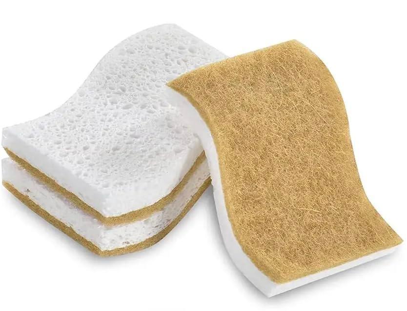 Biodegradable Natural Kitchen Sponge- Compostable Eco Friendly Scrubber Sponge for Dishes Pack of 12 - SHOP NO2CO2