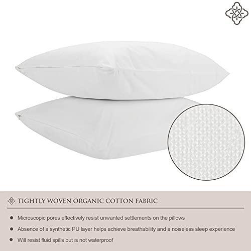 Bioweaves 100% Organic Cotton Breathable Pillow Protectors GOTS Certified with Zipped Closure – Standard, 20” x 26”, 4-Pack - SHOP NO2CO2