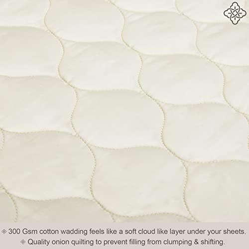 Bioweaves 100% Organic Cotton Mattress Pad Cover, GOTS Certified Quilted Fitted Mattress Protector with Soft Cotton Wadding - 20 Inch Deep Pocket, Queen - SHOP NO2CO2