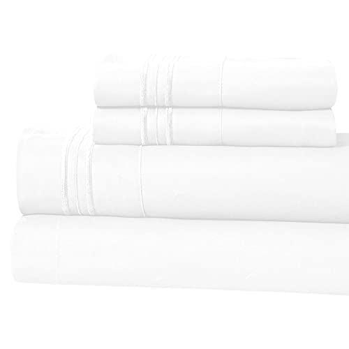 Blake & Irving Group Full Sheets Set- 4 Pcs, Breathable Cooling Sheets, Double Brushed, Wrinkle Resistant Deep Pocket Sheet, Bedding Sheets & Pillowcases - White - SHOP NO2CO2