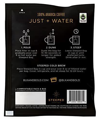 BLK & Bold Single Serve Coffee, Medium Roast, Notes of Savory Toffee, Nutty, Lemon, No Machine Needed - Just add Hot Water, Individual Coffee Packs, Freshly Ground in Small Batches, 8 Servings (Medium Roast) - SHOP NO2CO2