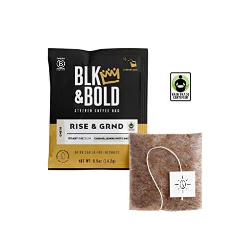 BLK & Bold Single Serve Coffee, Medium Roast, Notes of Savory Toffee, Nutty, Lemon, No Machine Needed - Just add Hot Water, Individual Coffee Packs, Freshly Ground in Small Batches, 8 Servings (Medium Roast) - SHOP NO2CO2