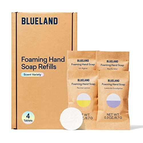 BLUELAND Foaming Hand Soap Tablet Refills - 4 Pack | Eco Friendly Products & Cleaning Supplies | Variety Pack Scents | Makes 4 x 9 Fl oz bottles (36 Fl oz total) - SHOP NO2CO2