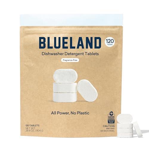 BLUELAND Plastic-Free Dishwasher Detergent Tablets, 120 Count, Unscented - SHOP NO2CO2