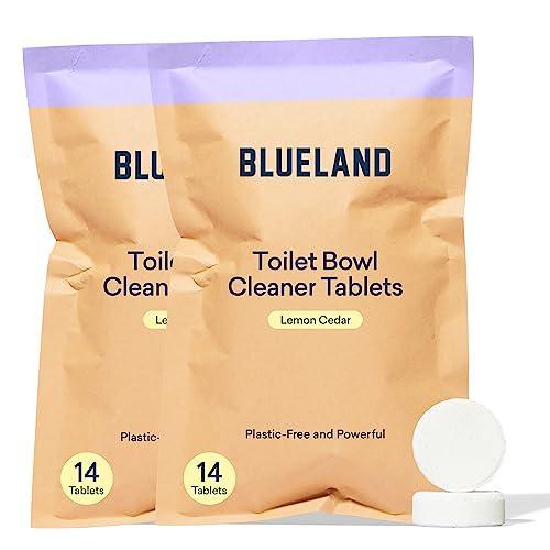 BLUELAND Toilet Bowl Cleaner Refills 2 Pack - Eco Friendly Products & Cleaning Supplies - No Harsh Chemicals, Plant-Based - Lemon Cedar - 28 tablets - SHOP NO2CO2