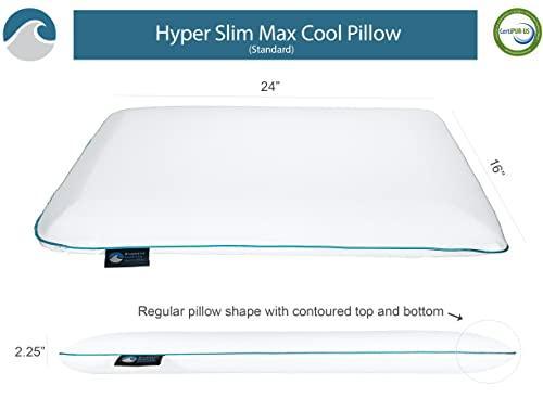 Bluewave Bedding Hyper Slim CarbonBlue Max Cool Gel Memory Foam Pillow for Stomach and Back Sleepers - Thin, Flat Design with Advanced Cooling (2.25-Inch Height, Standard Size) - SHOP NO2CO2