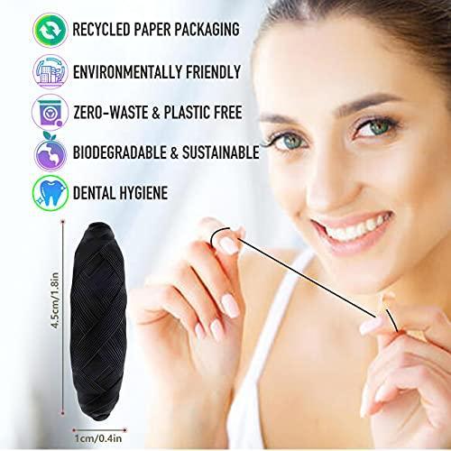 BOONBOO Dental Floss | 100FT/30M Bamboo Woven Fiber Dispenser + 6pcs of 100FT | Mint Flavor | Refillable Glass Bottle | Teeth Flosser with Holder | Natural, Biodegradable, Sustainable - SHOP NO2CO2