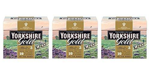 Bundle of 3 - Taylors of Harrogate Yorkshire Gold 80 Tea Bags x 3 Delivers 3-5 Days USA. - SHOP NO2CO2