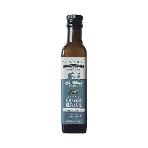 Burroughs Family Farms Organic California Extra Virgin Olive Oil | Cold Pressed Perfection | 100% Pure Olive Oil is Perfect for Cooking, Baking, Grilling, Dipping, and Salads | Naturally Gluten Free, Non-GMO | 250 ml each (Pack of 1) - SHOP NO2CO2