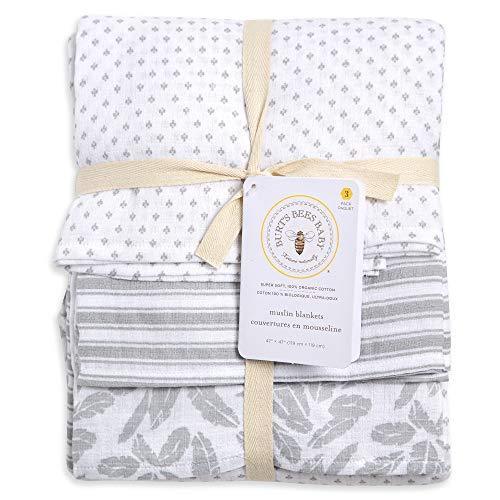 Burt's Bees Baby - HM25785 - Swaddles, Muslin Cotton Baby Blankets, 3-Pack, Multipurpose Lightweight & Breathable 100% Organic Cotton (Dottie Bee) - SHOP NO2CO2