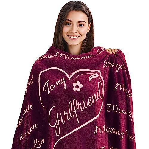 ButterTree Gifts for Girlfriend, Romantic Gifts for Her, to My Girlfriend Christmas Gift Ideas, Birthday Gifts for Girlfriend, Girlfriend Gifts, Throw Blanket 65” x 50” (Merlot Red) - SHOP NO2CO2