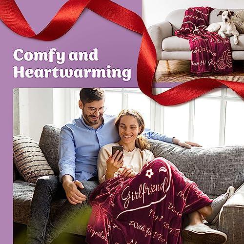 ButterTree Gifts for Girlfriend, Romantic Gifts for Her, to My Girlfriend Christmas Gift Ideas, Birthday Gifts for Girlfriend, Girlfriend Gifts, Throw Blanket 65” x 50” (Merlot Red) - SHOP NO2CO2