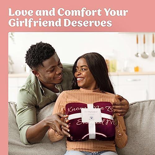 ButterTree Gifts for Girlfriend, Romantic Gifts for Her, to My Girlfriend Christmas Gift Ideas, Birthday Gifts for Girlfriend, Girlfriend Gifts, Throw Blanket 65” x 50” (Merlot Red) - SHOP NO2CO2