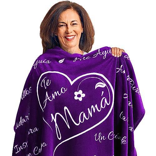 ButterTree Regalos para Mama, Regalos para Mujem, Te Amo Mama, Gifts for Mom, Blanket for Mom Gifts, Christmas Gifts for Mom from Daughter, Mom Birthday Gifts, Throw Blanket 65" × 50" (Purple) - SHOP NO2CO2