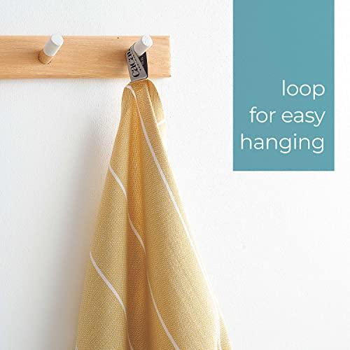 Cacala 100% Turkish Cotton Kitchen Tea Towels, Highly Absorbent Luxury Soft Quick Drying Dish Towel with Hanging Loop for Gym, Yoga, Bath, Sports, Cleaning and Kitchen (23 x 36), Camel - SHOP NO2CO2