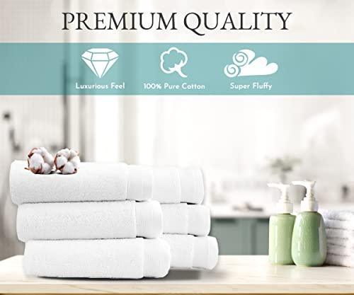 California Design Den Luxury 100% Cotton Hand Towels - Pack of 6, Extra Soft & Fluffy, Quick Dry & Highly Absorbent, Hotel Quality Towel Set for Gym, Salon, Spa & Home Care, White- 16" x 28" - SHOP NO2CO2