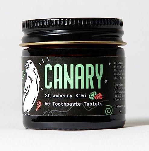 Canary Strawberry + Kiwi Toothpaste Tablets -1 Month Supply, 60ct - Plastic Free - Fluoride Free - Made in The USA - Vegan - Travel Friendly - SHOP NO2CO2