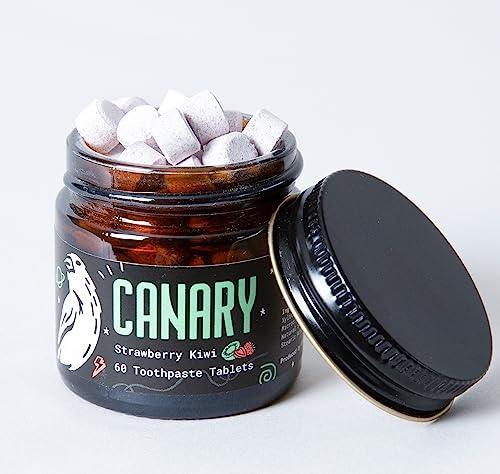 Canary Strawberry + Kiwi Toothpaste Tablets -1 Month Supply, 60ct - Plastic Free - Fluoride Free - Made in The USA - Vegan - Travel Friendly - SHOP NO2CO2