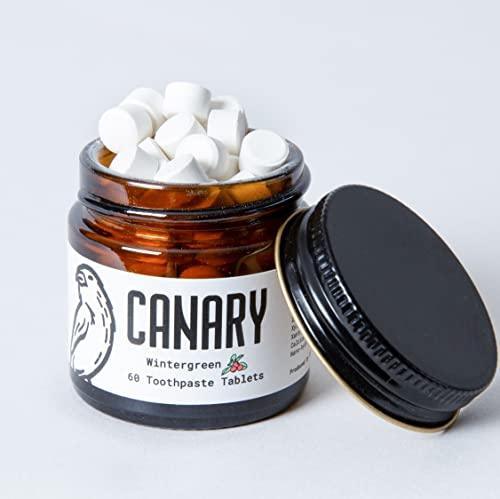 Canary Wintergreen Toothpaste Tablets - 1 Month Supply, 60ct - Plastic Free - Fluoride Free - Made in The USA - Vegan - Travel Friendly - SHOP NO2CO2