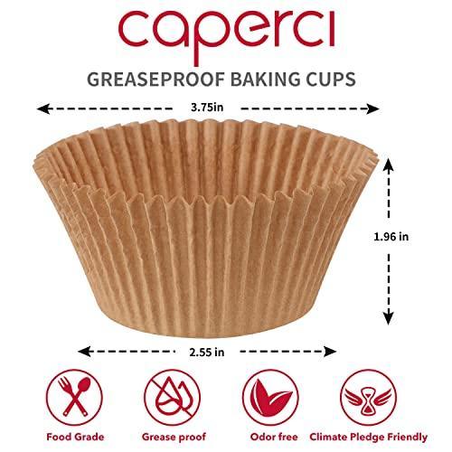 Caperci Jumbo Cupcake Liners Natural Muffin Baking Cups 300-Count, No Smell, Food Grade, Upgraded Grease-Proof Paper (Natural) - SHOP NO2CO2