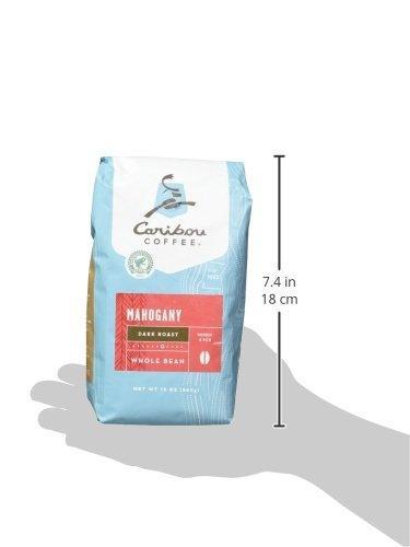 Caribou Coffee, Mahogany Dark Roast, Whole Bean, 12 oz. Bag, Dark Roast Blend of El Salvador, Sumatra, & Guatemala Coffee Beans, Earthy, Dark, & Bold, with A Raw Sugar Finish; Sustainable Sourcing - SHOP NO2CO2