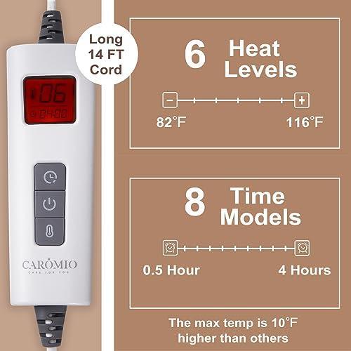 CAROMIO Heated Throw Blanket - Thick Tufted Sherpa Electric Blanket Throw with 6 Heating Levels and 8 Time Settings, UL Certified Machine Washable Fast Heating Blanket Throw 50"×60", Red - SHOP NO2CO2