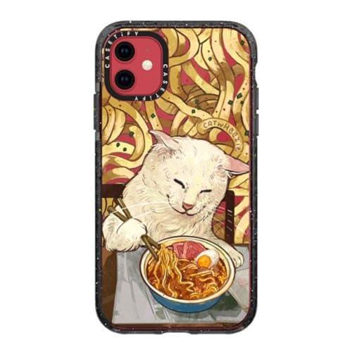 CASETiFY Impact Case for iPhone 11 - Average Ramen Enjoyer by Catwheezie - Clear Black - SHOP NO2CO2