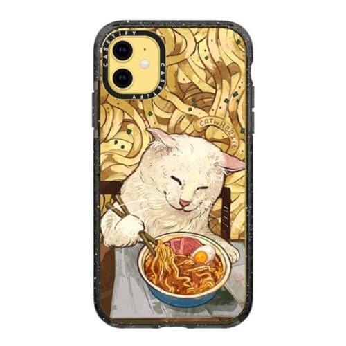 CASETiFY Impact Case for iPhone 11 - Average Ramen Enjoyer by Catwheezie - Clear Black - SHOP NO2CO2