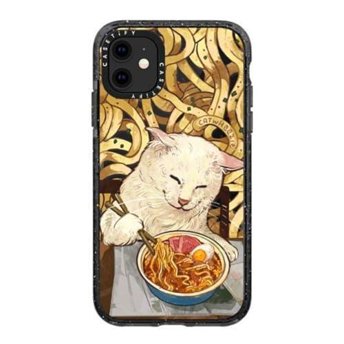 CASETiFY Impact Case for iPhone 11 - Average Ramen Enjoyer by Catwheezie - Clear Black - SHOP NO2CO2