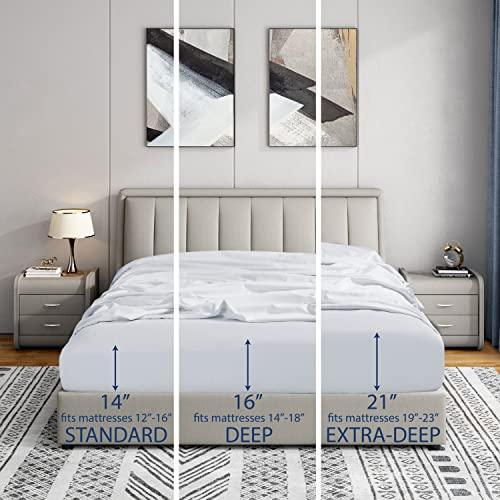 Cathay Home Twin XL Fitted Sheet - Double Brushed Ultra Soft - Wrinkle & Fade Resistant - 21" Extra Deep Pocket Fitted Sheet Only - Good Fit for 19"-23" Deep Mattress (Twin XL, White) - SHOP NO2CO2