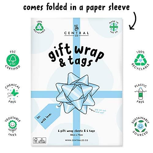 CENTRAL 23 Flower Wrapping Paper - Wildflower - 6 Sheets of White Floral Gift Wrap - For Women - For Birthday Wedding Easter Bridal Shower - Recyclable - SHOP NO2CO2