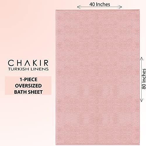 Chakir Turkish Linens 100% Cotton Premium Turkish Towels for Bathroom | 40'' x 80'' (1-Piece Oversized Bath Sheet, Pink) - SHOP NO2CO2