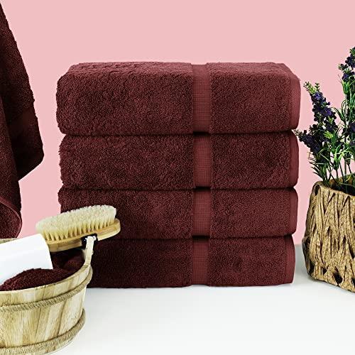 Chakir Turkish Linens | Hotel & Spa Quality 100% Cotton Premium Turkish Towels | Soft & Absorbent (4-Piece Bath Towels, Cranberry) - SHOP NO2CO2