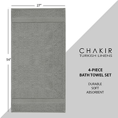 Chakir Turkish Linens | Hotel & Spa Quality 100% Cotton Premium Turkish Towels | Soft & Absorbent (4-Piece Bath Towels, Gray) - SHOP NO2CO2