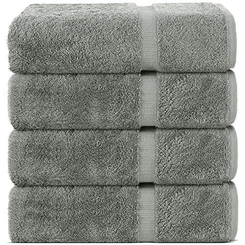 Chakir Turkish Linens | Hotel & Spa Quality 100% Cotton Premium Turkish Towels | Soft & Absorbent (4-Piece Bath Towels, Gray) - SHOP NO2CO2