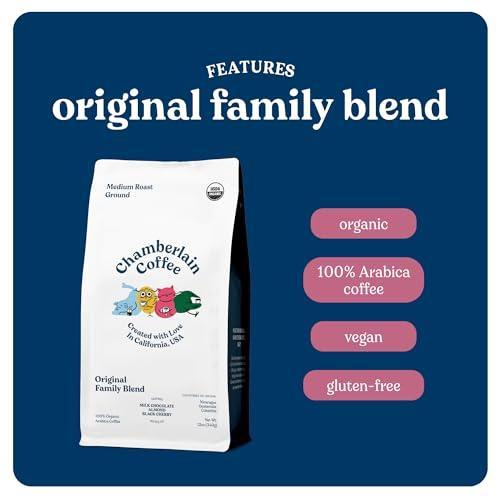 Chamberlain Coffee The Original Family Blend - Medium Roast, Organic Coffee, Whole Bean, 12oz - SHOP NO2CO2