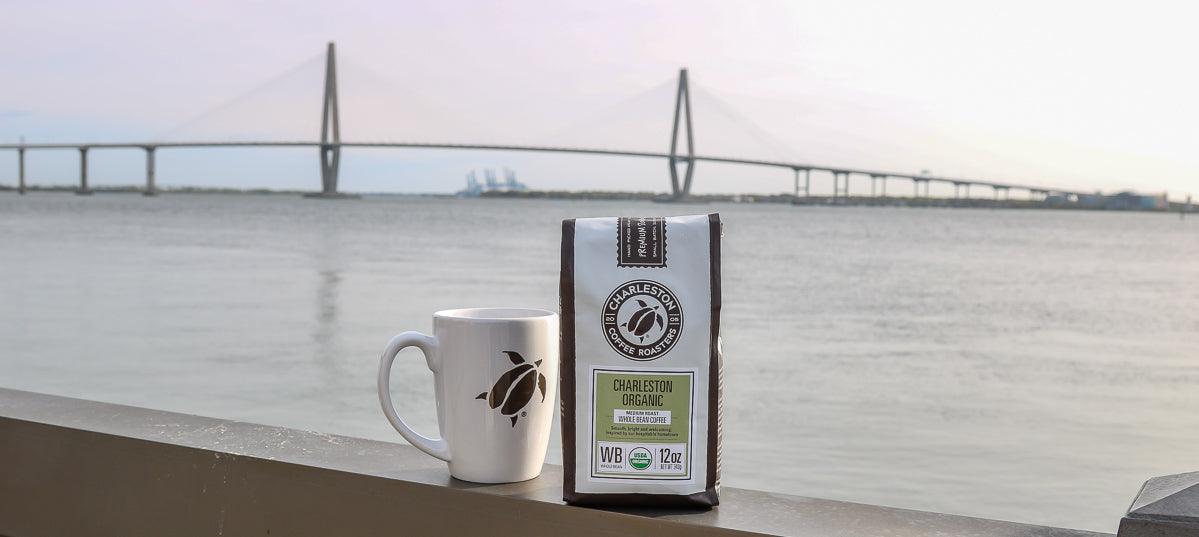 Charleston Coffee Roasters | Specialty Organic Ground Coffee | Hand Picked, Premium Slow Roast (SWP Decaf, Dark Roast) 12 Oz - SHOP NO2CO2