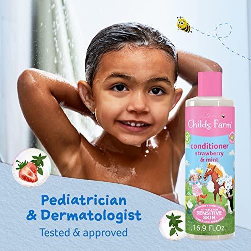 Childs Farm, Kids Hair Conditioner for Dry, Sensitive Skin & Scalp, Strawberry & Organic Mint, Conditions & Nourishes, Vegan, Cruelty-Free, 16.9 fl oz - SHOP NO2CO2