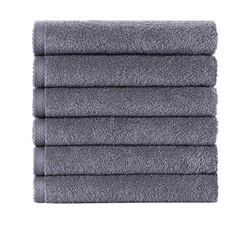 Classic Turkish Towels - Luxury Hand Towels, 100% Turkish Cotton, Quick Dry, Soft and Absorbent Bathroom Towels, Arsenal Collection, 6-Piece Set - 16 x 28 Inches (Grey) - SHOP NO2CO2