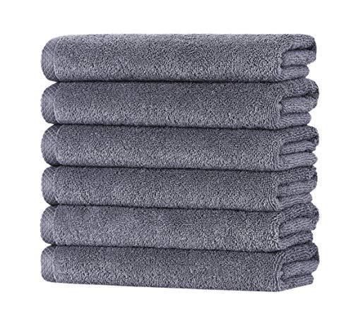 Classic Turkish Towels - Luxury Hand Towels, 100% Turkish Cotton, Quick Dry, Soft and Absorbent Bathroom Towels, Arsenal Collection, 6-Piece Set - 16 x 28 Inches (Grey) - SHOP NO2CO2