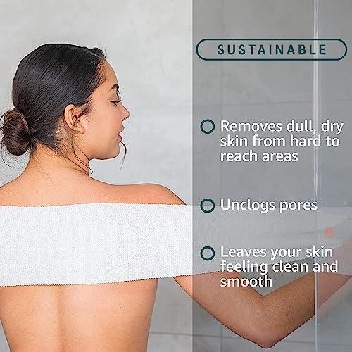 Cleanlogic Sustainable Home Spa Gift for Women, Exfoliating Skin Care Set with Body Scrubber, Bath Pouf, Exfoliator Gloves & Stretch Cloth, Organic Cotton, 4 Count - SHOP NO2CO2